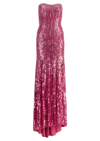 Sarai pink sequin-embellished tulle gown