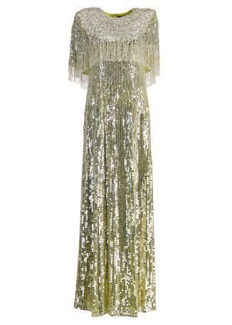 Blake yellow sequin-embellished tulle gown