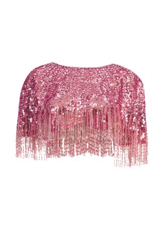 Pink sequin-embellished tulle cape