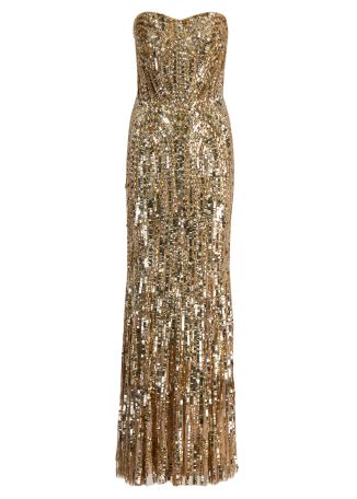 Euphoria gold sequin-embellished tulle gown