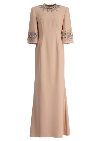 Ilana pink crystal-embellished crepe gown