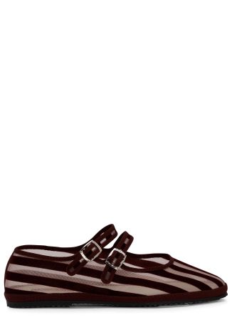Deserto striped mesh mary jane ballet flats