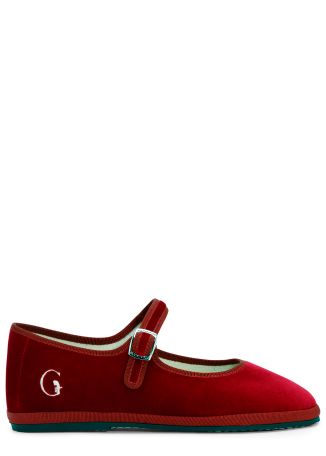 Torcello red logo-embroidered mary jane ballet flats