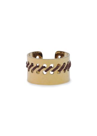 Thread-embellished 18kt gold-plated ring