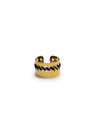 Thread-embellished 18kt gold-plated ring