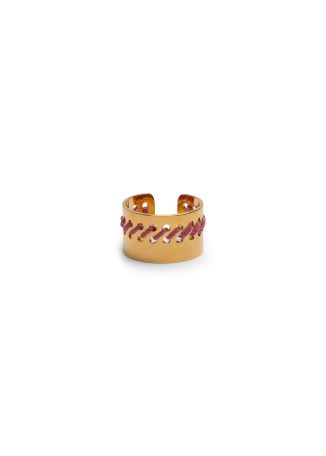 Thread-embellished 18kt gold-plated ring