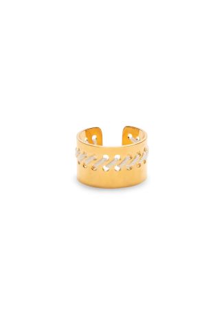 Thread-embellished 18kt gold-plated ring