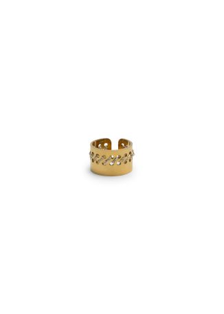 Thread-embellished 18kt gold-plated ring