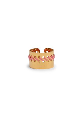 Thread-embellished 18kt gold-plated ring