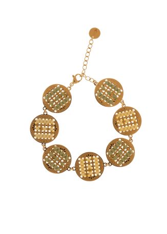 Thread-embellished 18kt gold-plated charm bracelet