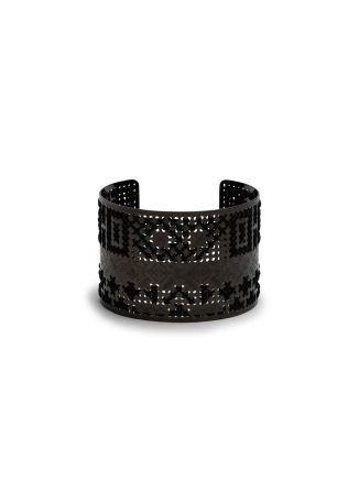 Thread-embellished 18kt gold-plated cuff bracelet