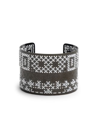 Thread-embellished cuff bracelet