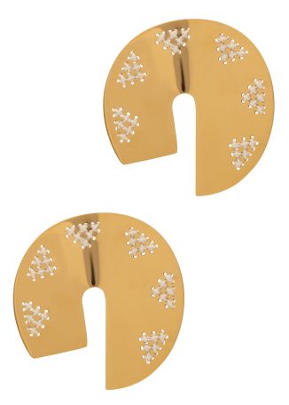 Thread-embellished 18kt gold-plated drop earrings