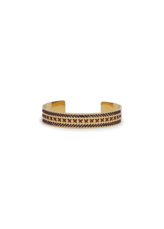 Thread-embellished 18kt gold-plated cuff bracelet