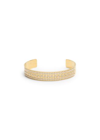 Thread-embellished 18kt gold-plated cuff bracelet