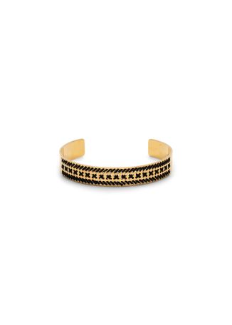 Thread-embellished 18kt gold-plated cuff bracelet