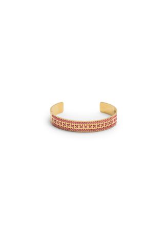 Thread-embellished 18kt gold-plated cuff bracelet