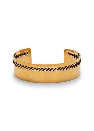 Thread-embellished 18kt gold-plated cuff bracelet