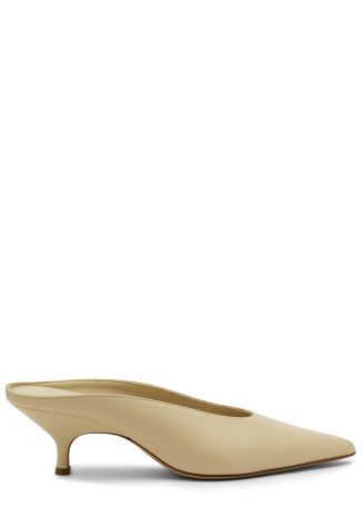 Sabrina 50 ivory leather mules