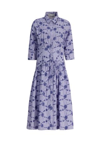 Indy blue floral-embroidered cotton-blend midi dress
