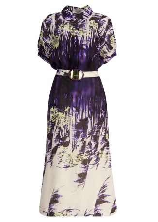 Lee printed linen midi dress