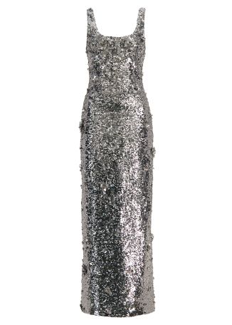 Tindra silver sequin-embellished gown