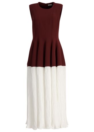 Raleigh two-tone crepe and satin midi dress