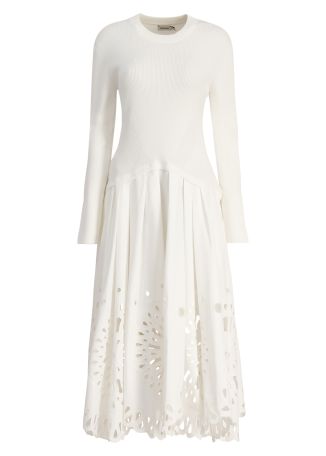 Daila white eyelet-embroidered cotton-blend midi dress