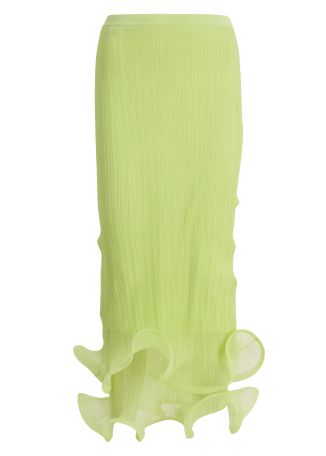Kelso green tiered plissé midi skirt