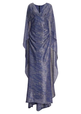 Blue cape-effect gown