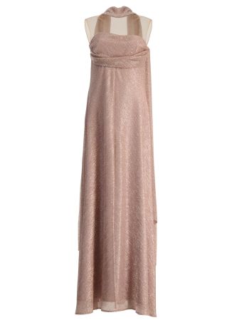 Pink shimmering metallic voile maxi dress