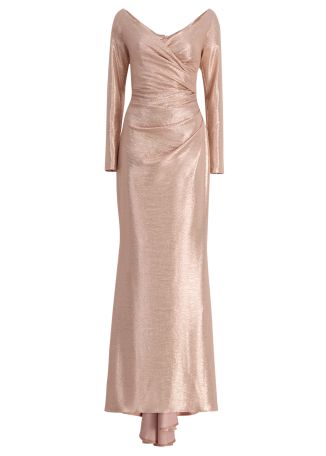 Pink off-the-shoulder gown