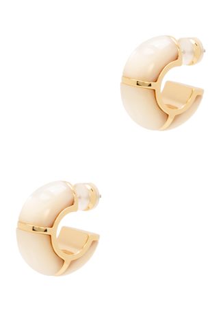 Zellige gemstone-embellished hoop earrings