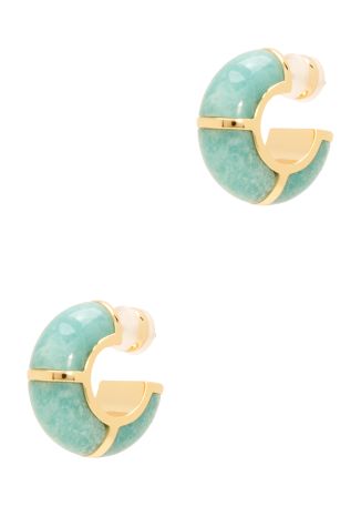 Zellige gemstone-embellished hoop earrings