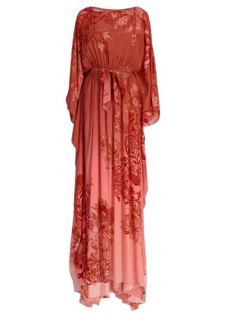 Vine floral-print crepe kaftan