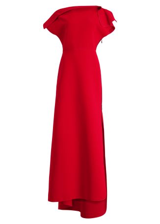 Absolve red draped crepe gown