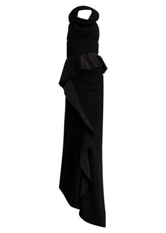 Provocateur black peplum satin gown