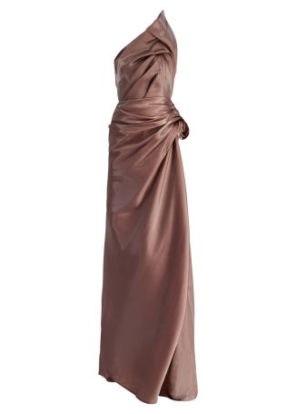 Contentment pink bead-embroidered taffeta gown
