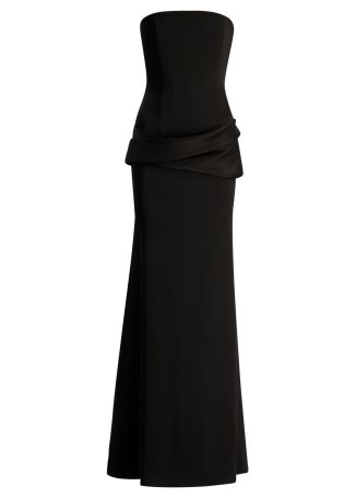Black strapless crepe gown