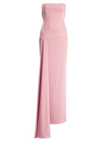 Pink draped crepe gown