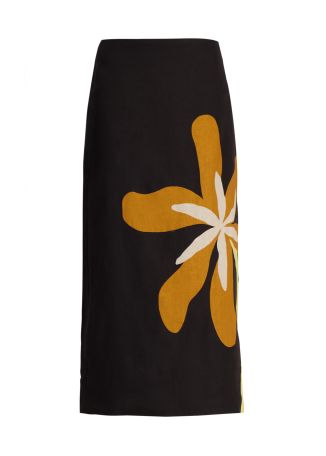 Bruna floral-print linen maxi skirt