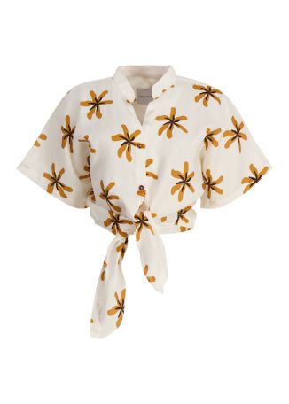 Leroy floral-print linen top