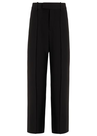 Weyes black straight-leg crepe trousers