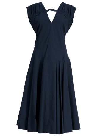 Manoela blue pleated stretch-cotton midi dress