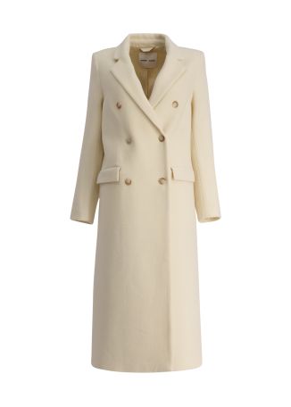 Falcon ivory double-breasted wool-blend coat