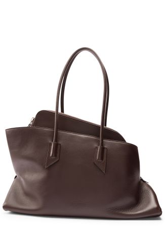 La Passeggiata brown asymmetrical suede shoulder bag