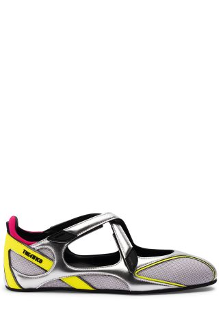 Floor 01 holographic mesh ballet flats