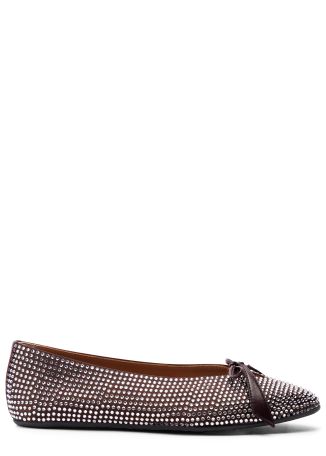 Kali crystal-embellished satin ballet flats