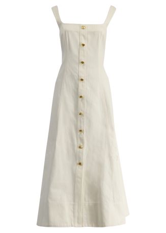 Halo ivory floral-embroidered cotton midi dress