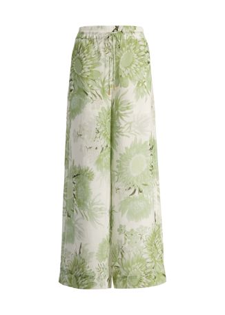 Adina floral-print linen-blend trousers
